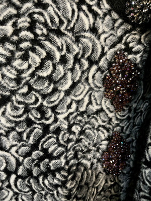 Floral Jacquard Print Embellished Fur