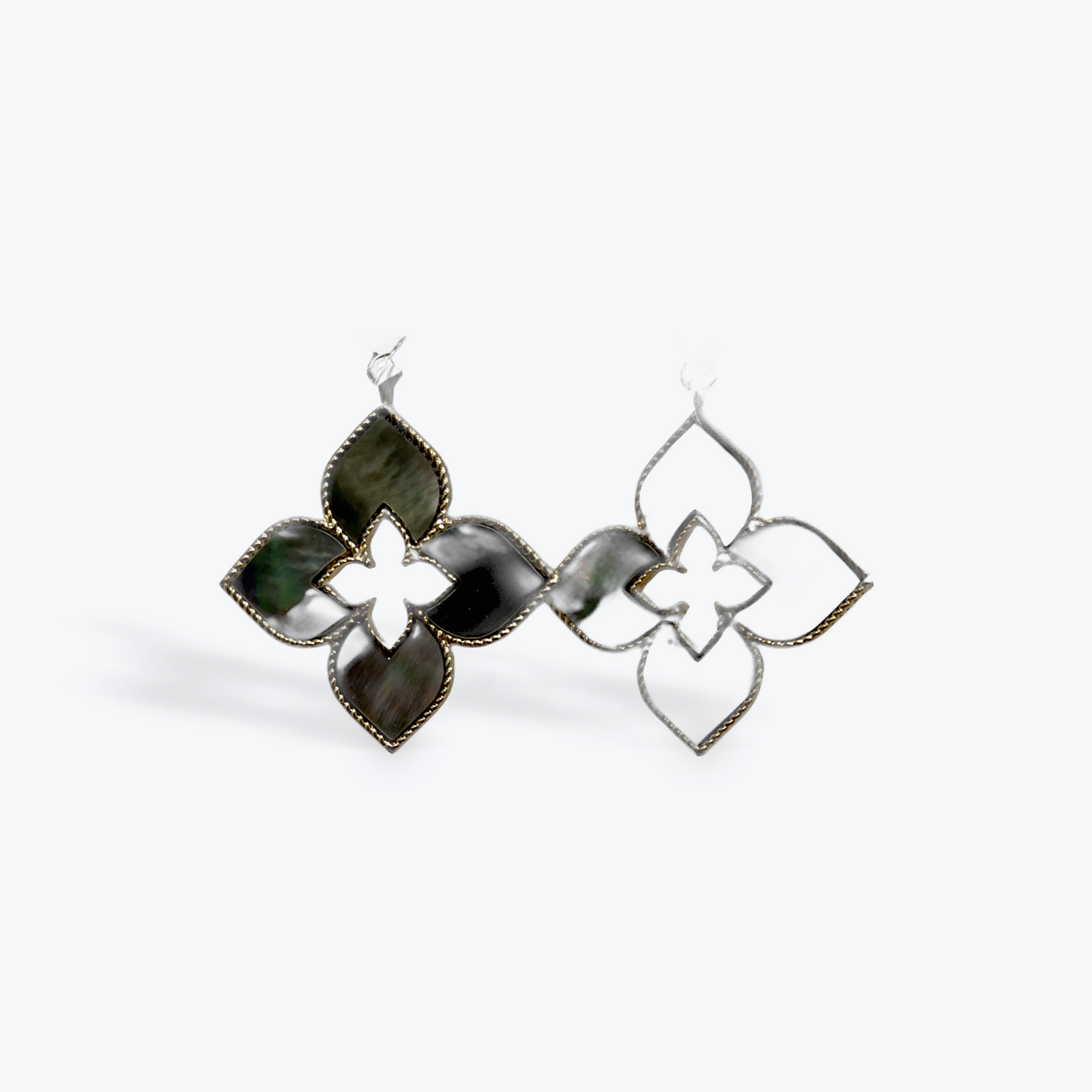 Four Spade Earring, Taupe and Mother of Pearl