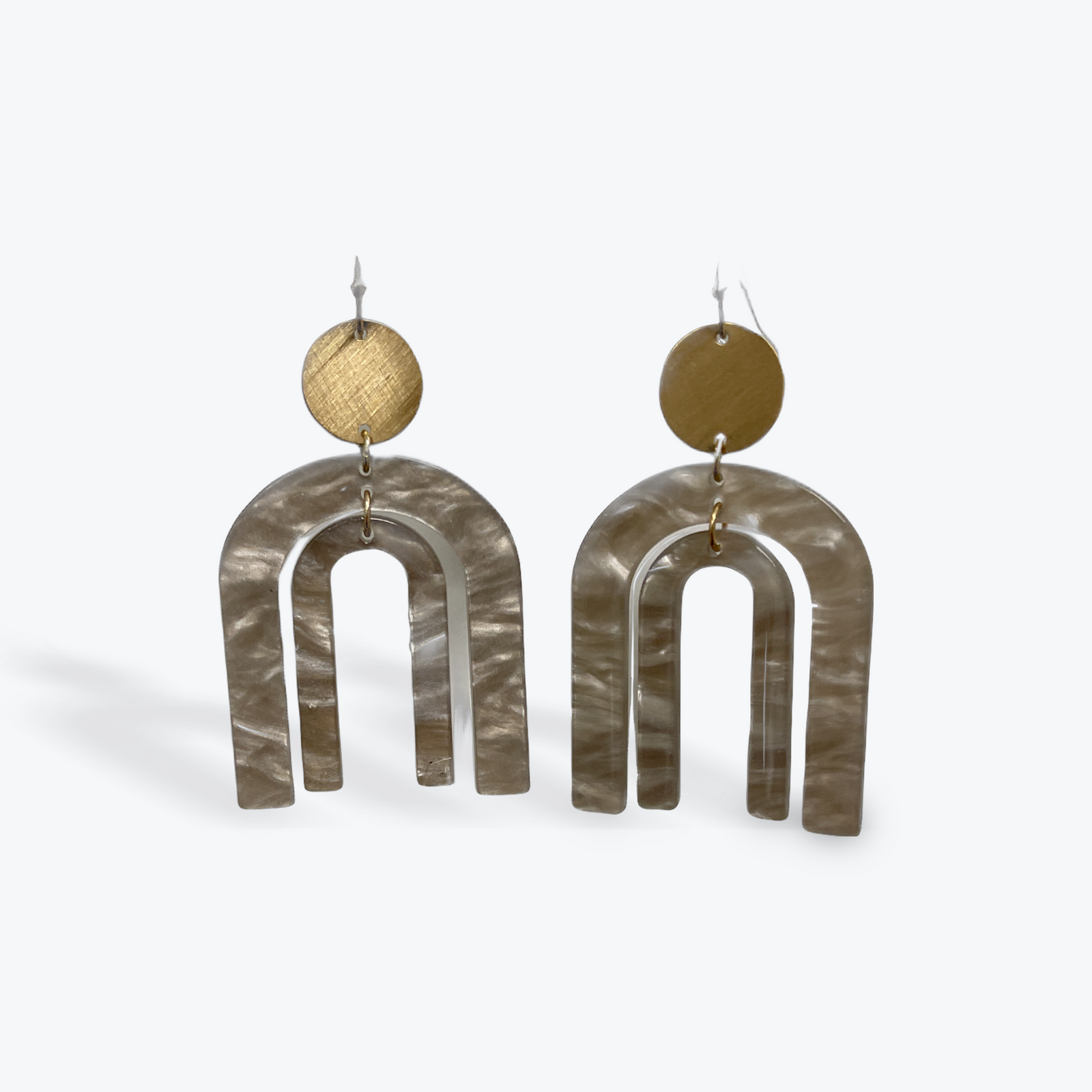 Geometric Earrings, Tan and Taupe