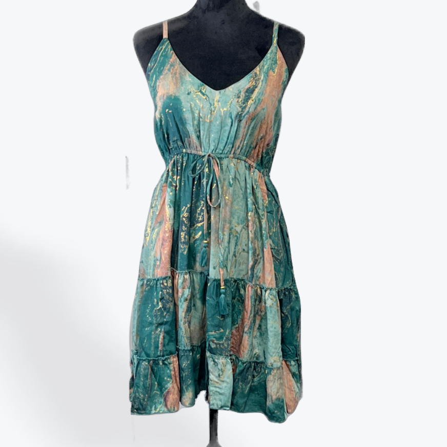 Short Maxi Dress with Ruched Bodice