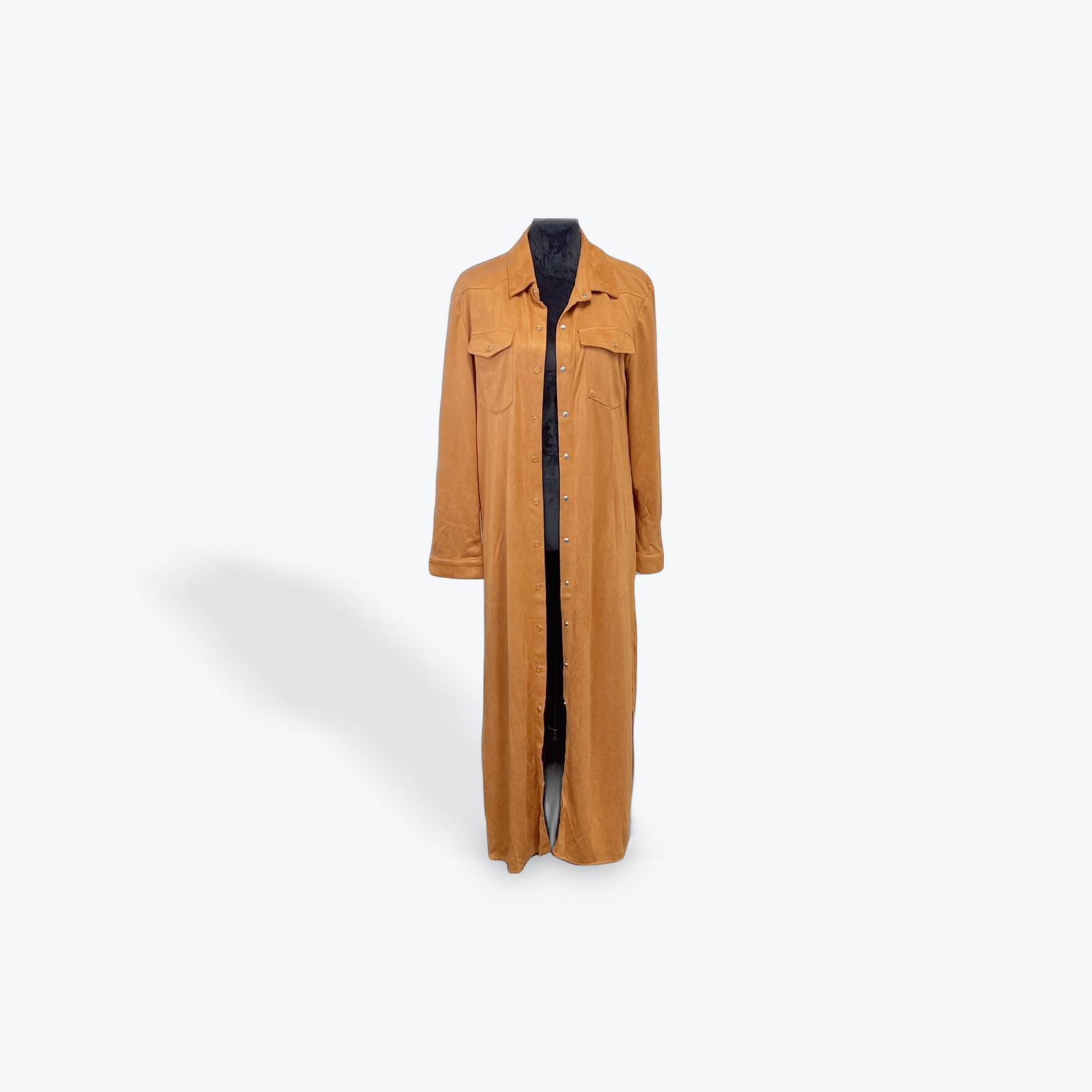 Western Faux Suede Duster Maxi Dress