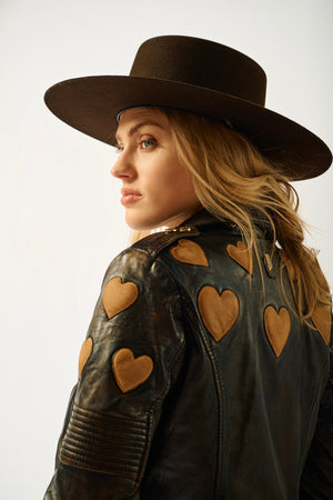Reo RF Heart Detail Leather Jacket