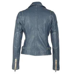 Sofia RF Leather Jacket, Denim Blue