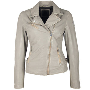 Sofia RF Leather Jacket, Silver Grey