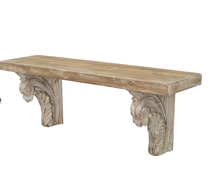 Wooden Shelf with Magnesium Brackets, Brown/White