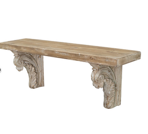 Wooden Shelf with Magnesium Brackets, Brown/White