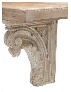 Wooden Shelf with Magnesium Brackets, Brown/White