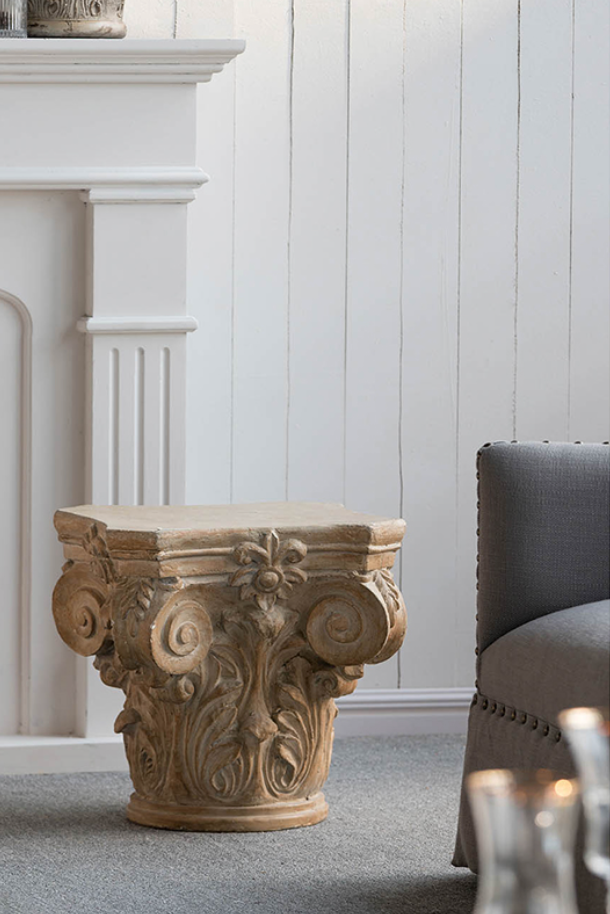 Roman Cream Column Cap Pedestal
