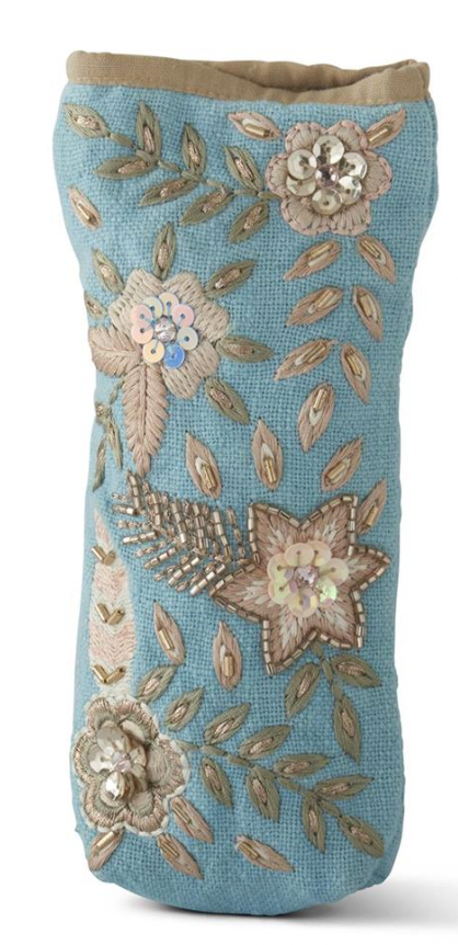 Floral Beaded Eyeglass Holder: Blue