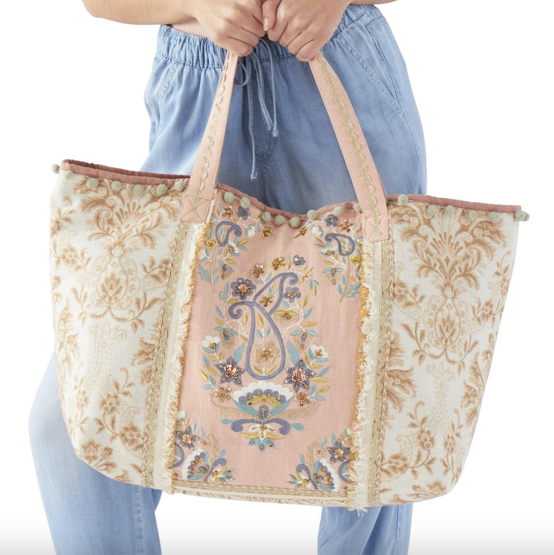 Pastel Paisley Tote: Pink/Cream