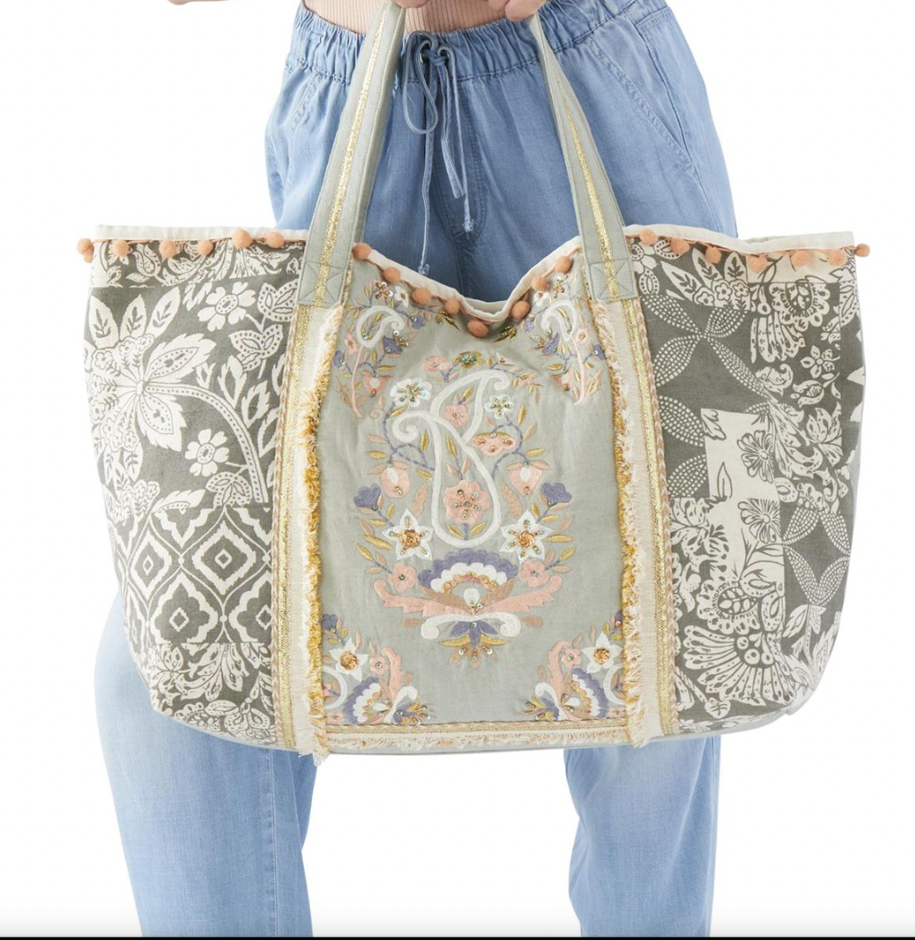 Pastel Paisley Tote: Green/Blue