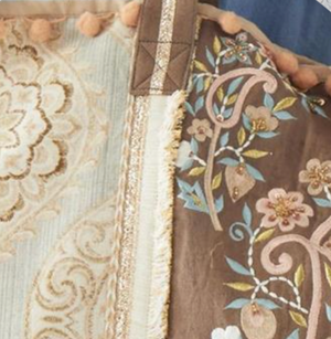 Pastel Paisley Tote: Dark Taupe/Green