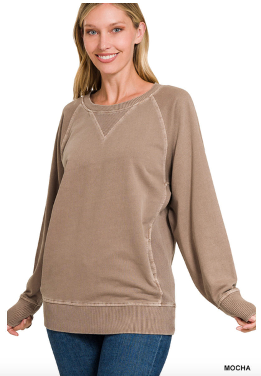 MOCHA SWEATSHIRT WITH POCKETS