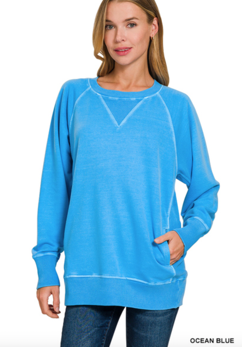 OCEAN BLUE SWEATSHIRT WITH POCKETS