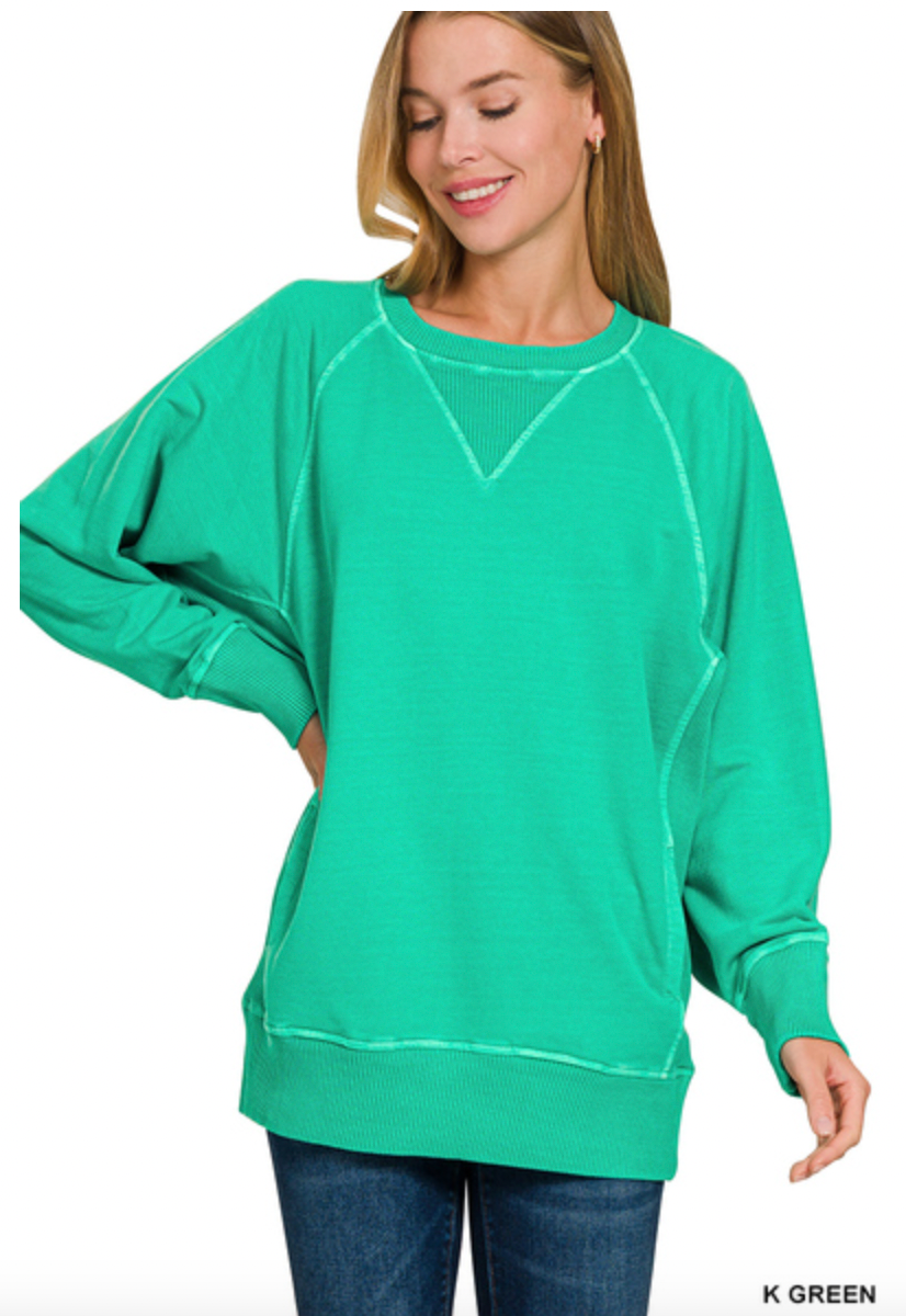 KELLY GREEN SWEATSHIRT WITH POCKETS