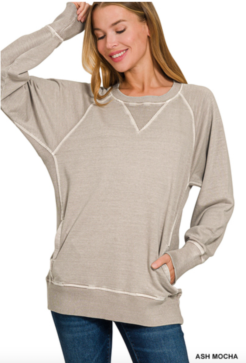 ASH MOCHA SWEATSHIRT WITH POCKETS