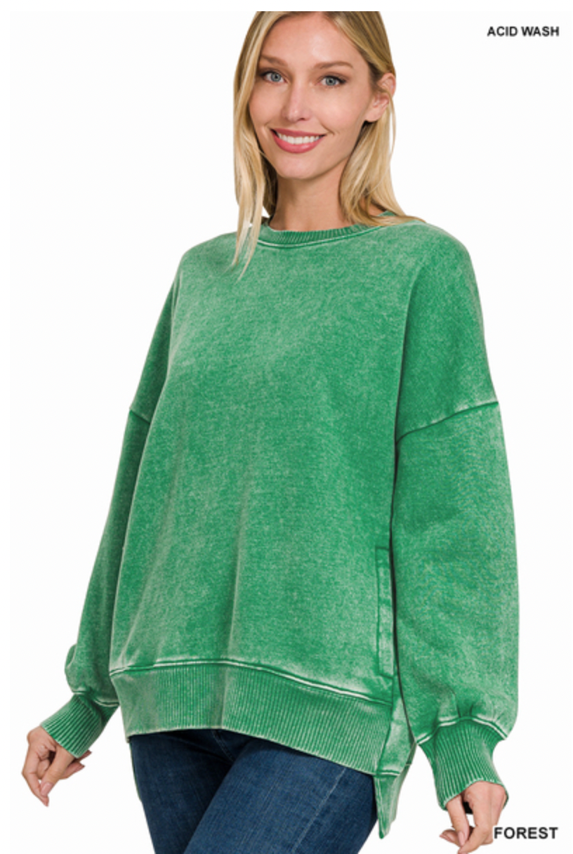 FOREST HI-LO SWEATSHIRT WITH POCKETS