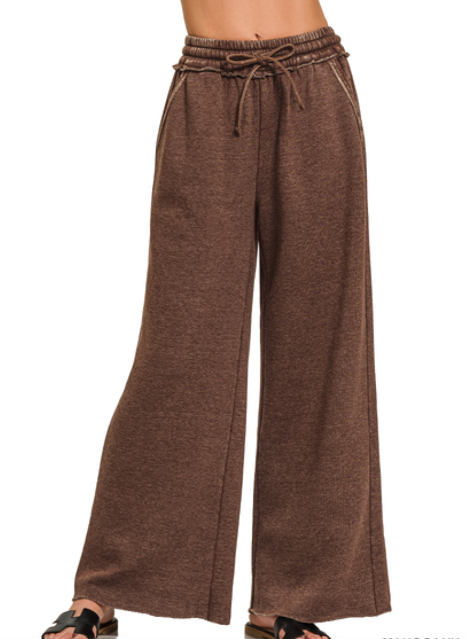 PALAZZO SWEATPANTS: MAHOGANY