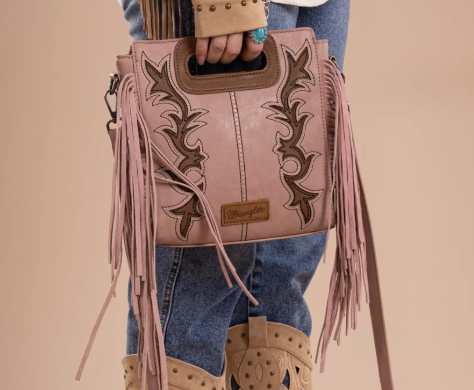 Wrangler Top Handle Boot Scroll Fringe Tote/Crossbody