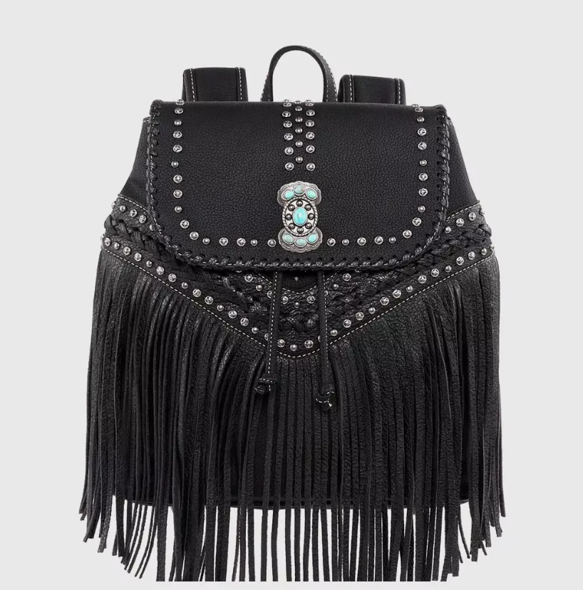 MONTANA WEST FRINGE CONCHO DRAWSTRING BACKPACK