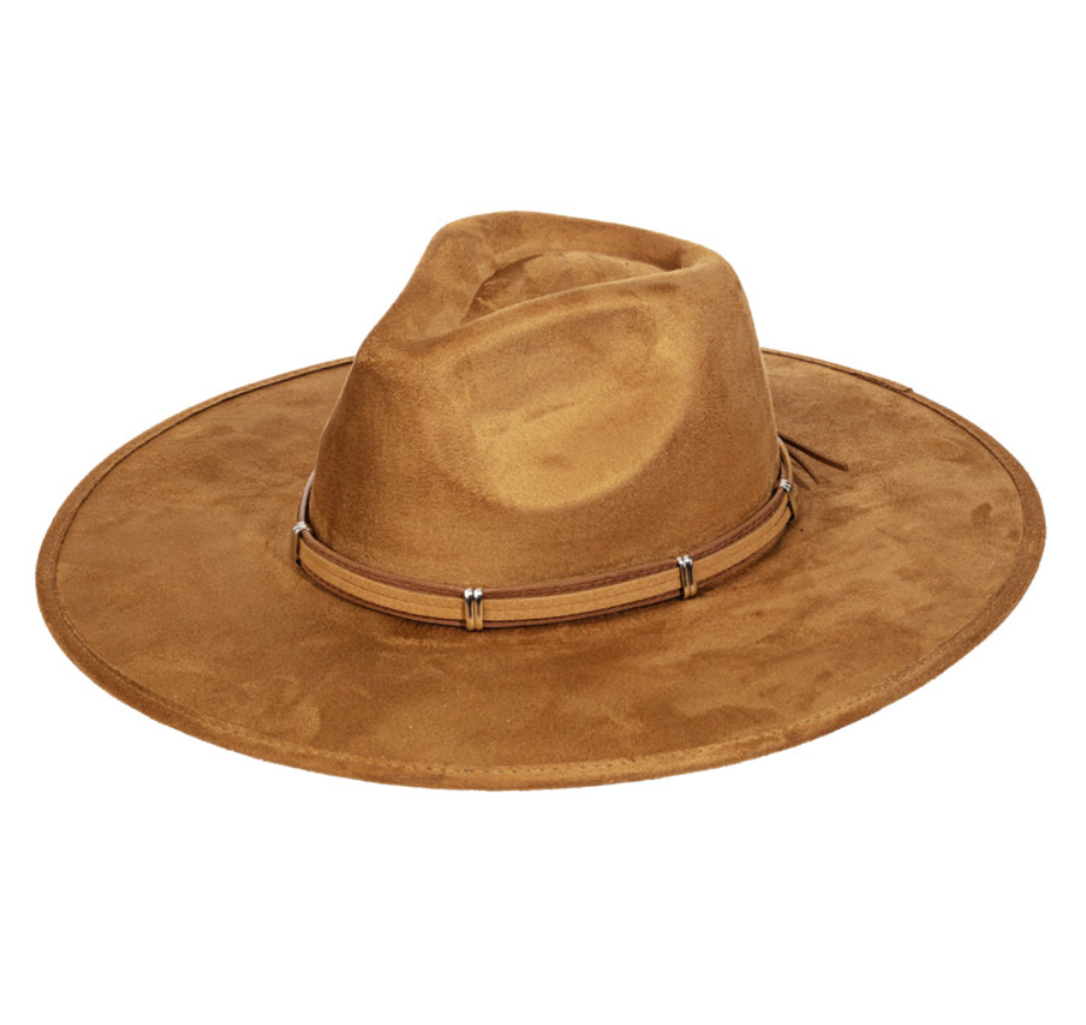 Suede Wide Brim Fedora Hat