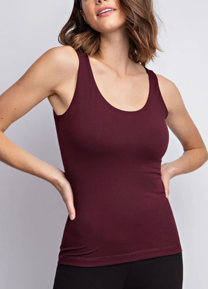 BUTTER FABRIC SLEEVELESS TANK: ROUND NECK