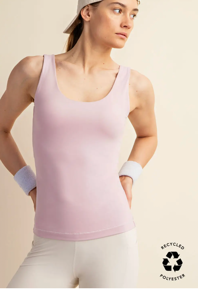 BUTTER FABRIC SLEEVELESS TANK: ROUND NECK