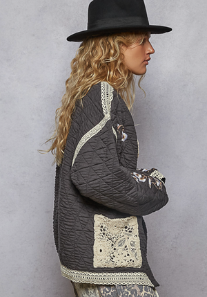 QUILTED JACKET WITH EMBROIDERY