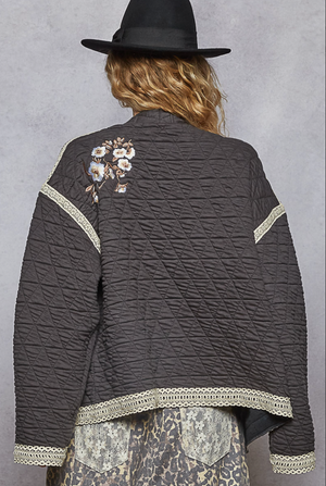 QUILTED JACKET WITH EMBROIDERY