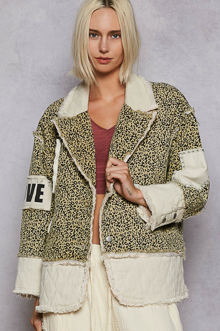 JACKET WITH QUILTED TWILL TRIM