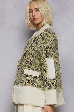 JACKET WITH QUILTED TWILL TRIM