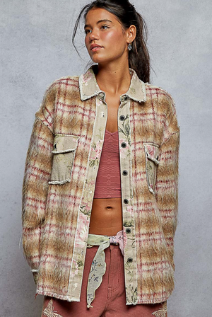 MOHAIR JACKET WITH CONTRAST PRINTED ACCENTS