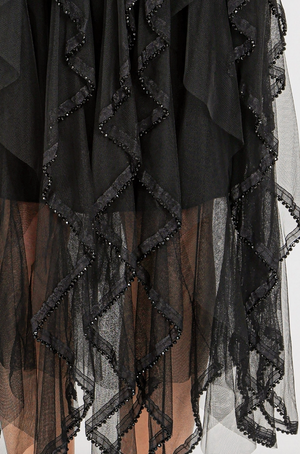 Embellished Ruffles Detail High-Waisted Maxi Skirt