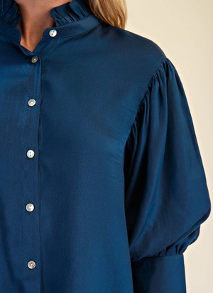 Ruffle Neck Top with 3/4 Sleeve