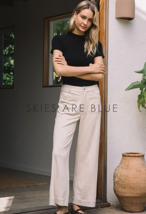 Faux Suede Wide Leg Pant