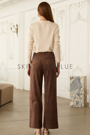 Faux Suede Wide Leg Pant