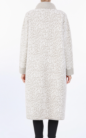 Floral Jacquard Print Embellished Fur