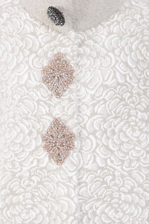 Floral Jacquard Print Embellished Fur