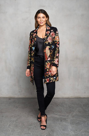 Embroidered Twill Coat: Bright Bird
