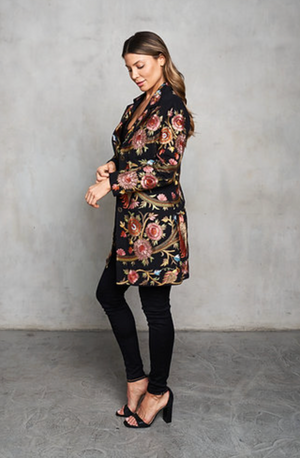 Embroidered Twill Coat: Bright Bird