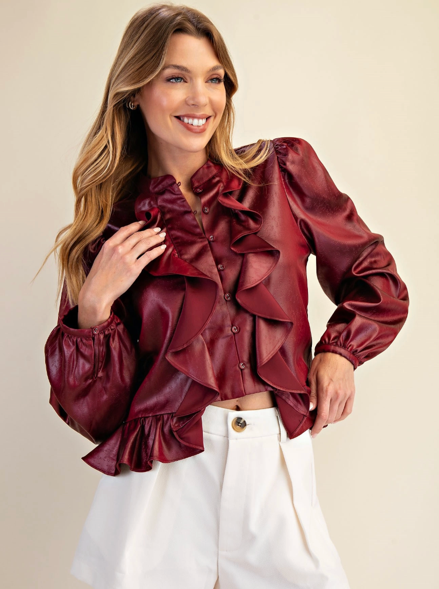 Long Sleeve  Ruffle Top