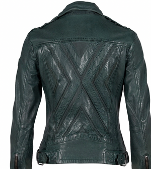 Kyra RF Leather Jacket: Dark Green