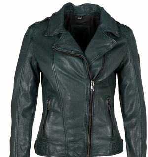 Kyra RF Leather Jacket: Dark Green