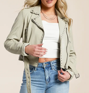 Maryn Leather Jacket: Off White