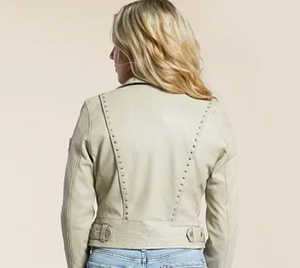 Maryn Leather Jacket: Off White