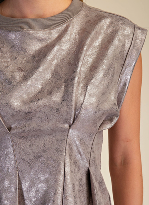 Metallic Structured Peplum Top