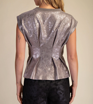 Metallic Structured Peplum Top