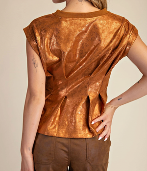 Metallic Structured Peplum Top