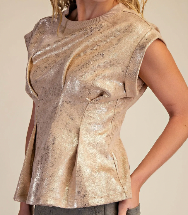 Metallic Structured Peplum Top