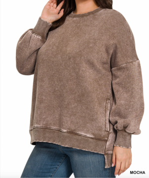 PLUS HI-LO SWEATSHIRT WITH POCKETS